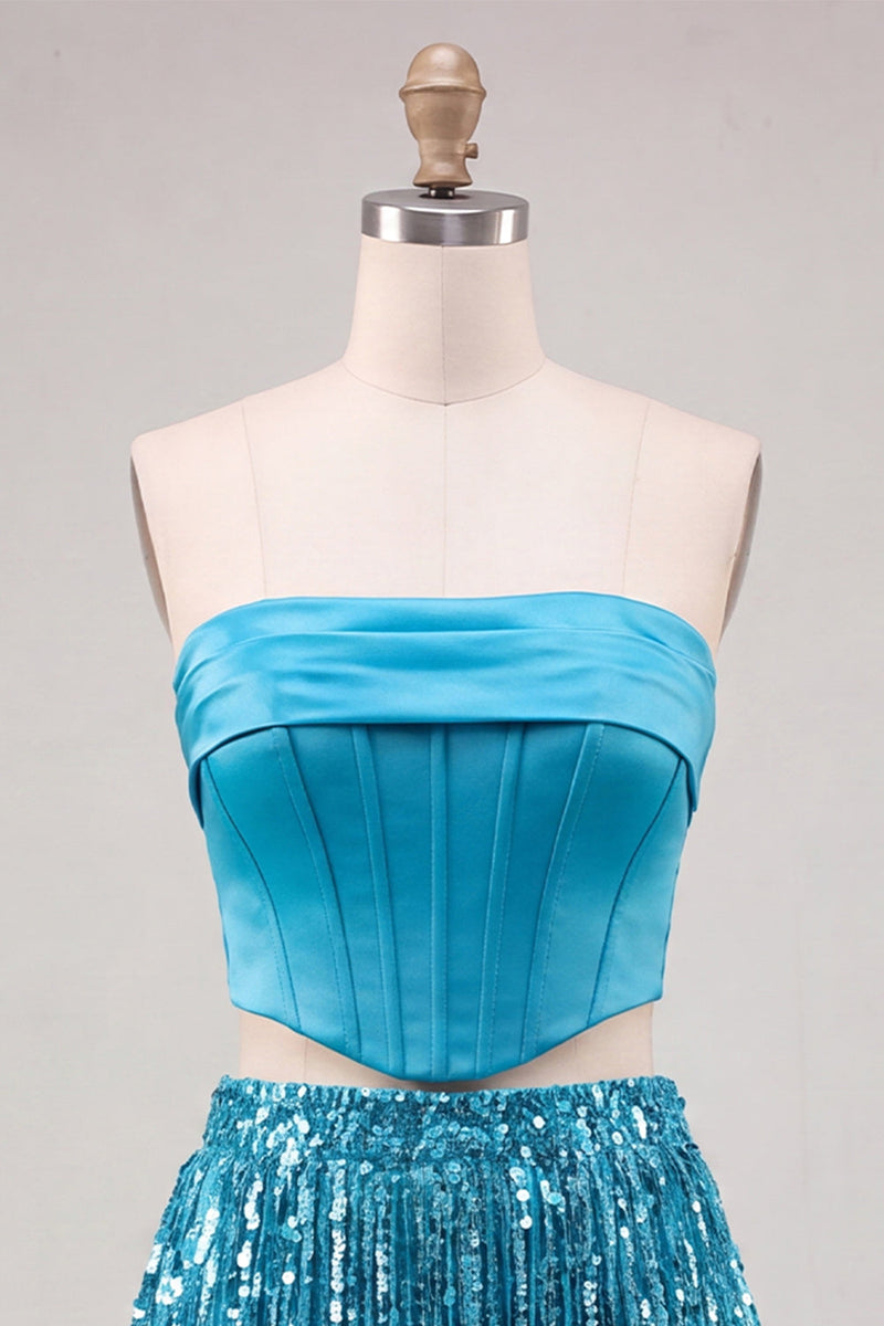 Load image into Gallery viewer, Sparkly Fuchsia Corset Sequin Short Cocktail Dress with Fringes
