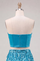 Load image into Gallery viewer, Sparkly Fuchsia Corset Sequin Short Cocktail Dress with Fringes