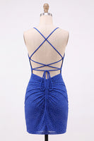 Load image into Gallery viewer, Sparkly Red Beaded Tight Spaghetti Straps Short Cocktail Dress