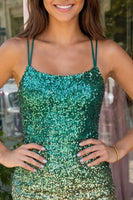 Load image into Gallery viewer, Sparkly Green and Gold Sequin Short Tight Cocktail Dress