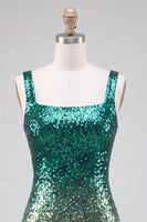 Load image into Gallery viewer, Green and Gold Sparkly Sequin Short Tight Cocktail Dress with Slit