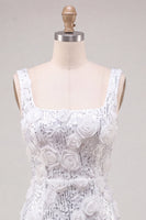 Load image into Gallery viewer, Ivory Floral Sparkly Sequin Short Tight Cocktail Dress with Slit