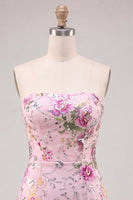 Load image into Gallery viewer, Floral Pink Sparkly Sequin Strapless Tight Short Cocktail Dress