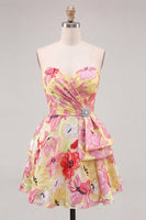 Load image into Gallery viewer, Floral Sparkly Pink Sweetheart Beaded Short Cocktail Dress