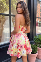 Load image into Gallery viewer, Floral Sparkly Pink Sweetheart Beaded Short Cocktail Dress