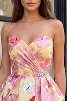 Load image into Gallery viewer, Floral Sparkly Pink Sweetheart Beaded Short Cocktail Dress