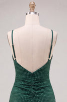 Load image into Gallery viewer, Dark Green Sparkly Beaded Short Tight Cocktail Dress with Slit