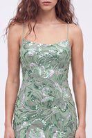Load image into Gallery viewer, Dark Green Sparkly Floral Tight Beaded Short Cocktail Dress