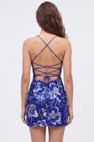 Load image into Gallery viewer, Dark Green Sparkly Floral Tight Beaded Short Cocktail Dress