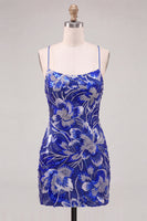 Load image into Gallery viewer, Dark Green Sparkly Floral Tight Beaded Short Cocktail Dress