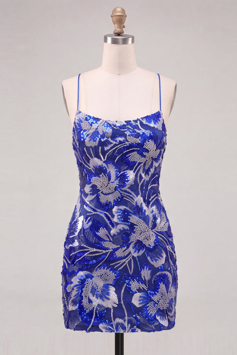 Load image into Gallery viewer, Dark Green Sparkly Floral Tight Beaded Short Cocktail Dress