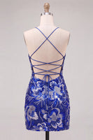 Load image into Gallery viewer, Dark Green Sparkly Floral Tight Beaded Short Cocktail Dress