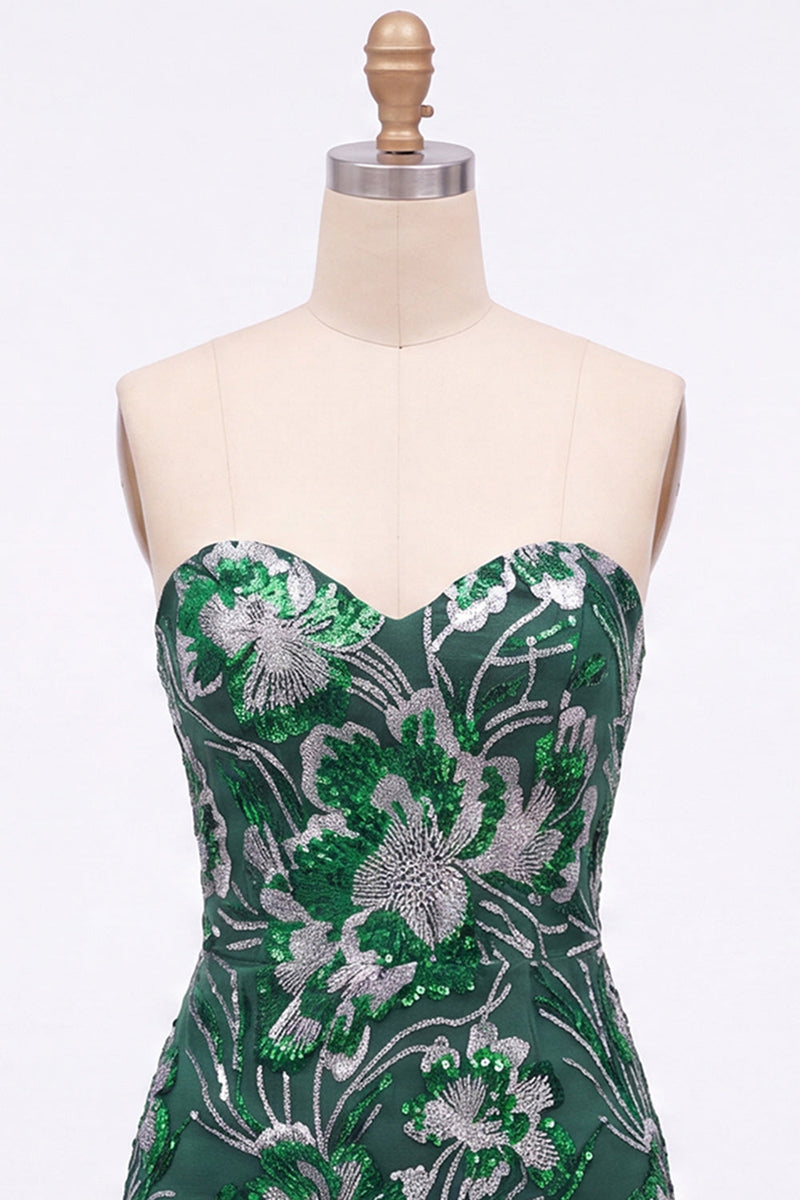 Load image into Gallery viewer, Fuchsia Floral Sweetheart Sparkly Short Tight Cocktail Dress with Sequins