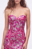 Load image into Gallery viewer, Fuchsia Floral Sweetheart Sparkly Short Tight Cocktail Dress with Sequins