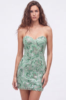 Load image into Gallery viewer, Fuchsia Floral Sweetheart Sparkly Short Tight Cocktail Dress with Sequins