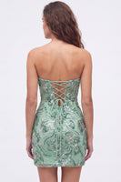 Load image into Gallery viewer, Fuchsia Floral Sweetheart Sparkly Short Tight Cocktail Dress with Sequins