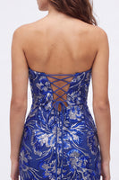 Load image into Gallery viewer, Fuchsia Floral Sweetheart Sparkly Short Tight Cocktail Dress with Sequins