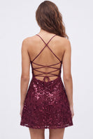 Load image into Gallery viewer, Pink Sparkly A Line Floral Short Cocktail Dress with Sequins