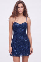 Load image into Gallery viewer, Pink Sparkly A Line Floral Short Cocktail Dress with Sequins