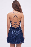 Load image into Gallery viewer, Pink Sparkly A Line Floral Short Cocktail Dress with Sequins
