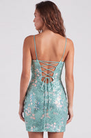 Load image into Gallery viewer, Floral Red Tight Sparkly Short Sequins Cocktail Dress