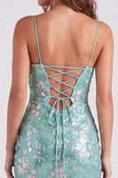Load image into Gallery viewer, Floral Red Tight Sparkly Short Sequins Cocktail Dress