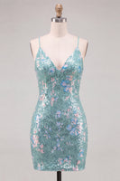Load image into Gallery viewer, Floral Red Tight Sparkly Short Sequins Cocktail Dress