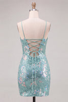 Load image into Gallery viewer, Floral Red Tight Sparkly Short Sequins Cocktail Dress