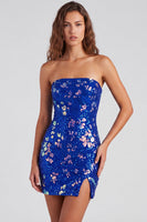 Load image into Gallery viewer, Mint Green Tight Sparkly Strapless Sequins Mini Cocktail Dress with Slit