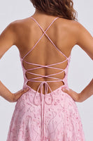 Load image into Gallery viewer, Orange Beaded Sparkly Spaghetti Straps Floral Short Cocktail Dress
