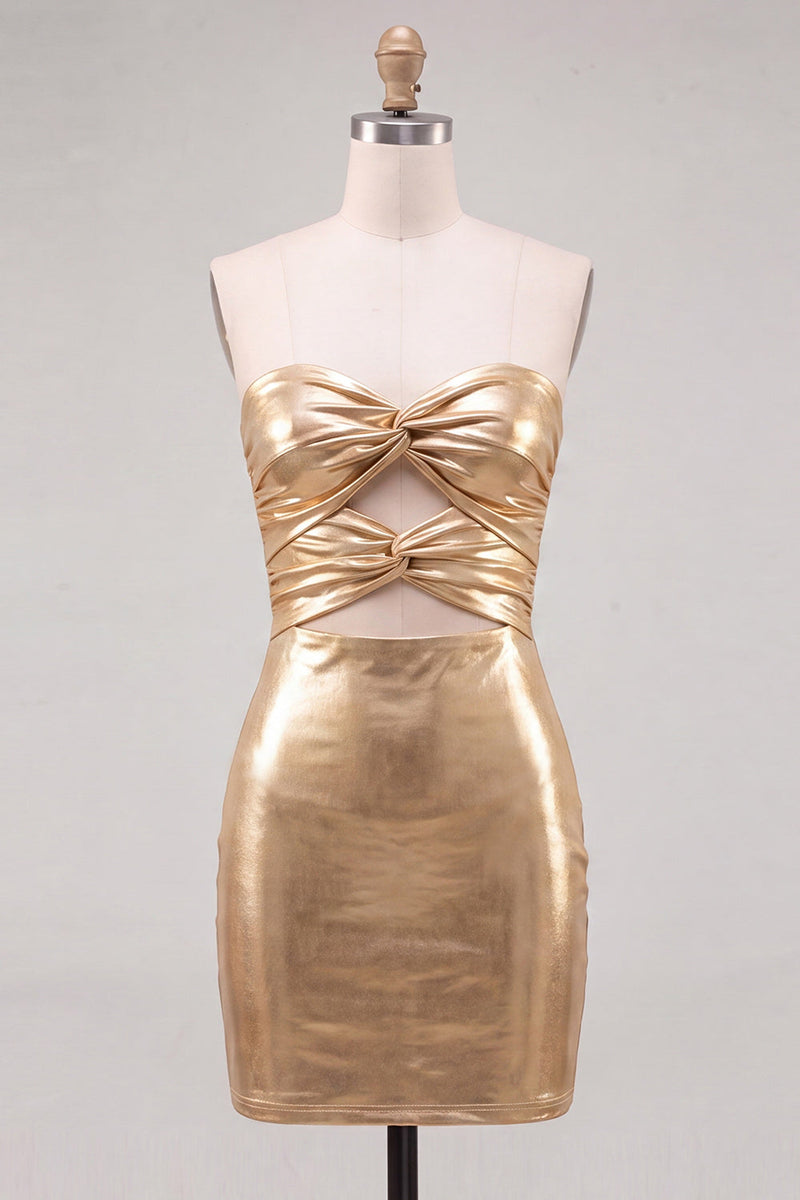 Load image into Gallery viewer, Pink Cut Out Sweetheart Tight Short Metallic Cocktail Dress