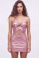 Load image into Gallery viewer, Pink Cut Out Sweetheart Tight Short Metallic Cocktail Dress