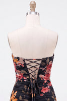 Load image into Gallery viewer, Black Tight  Sweetheart FloralPleated Short Cocktail Dress