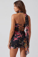 Load image into Gallery viewer, Floral Ivory Neck Scarf Strapless Tight Short Cocktail Dress