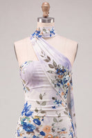 Load image into Gallery viewer, Floral Ivory Neck Scarf Strapless Tight Short Cocktail Dress