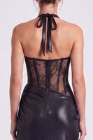 Load image into Gallery viewer, Blue Metallic Sheath Halter Long Corset Formal Dress with Slit