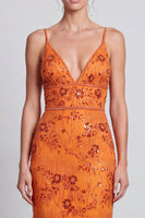 Load image into Gallery viewer, Floral Orange Mermaid Sparkly Beaded Sequins Long Formal Dress