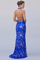Load image into Gallery viewer, Sparkly Royal Blue Mermaid Sequins Long Formal Dress with Beading