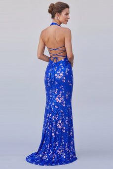 Sparkly Royal Blue Mermaid Sequins Long Formal Dress with Beading