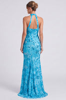 Load image into Gallery viewer, Sparkly Pink Floral Mermaid Beaded Long Formal Dress with Keyhole