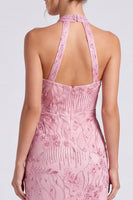 Load image into Gallery viewer, Sparkly Pink Floral Mermaid Beaded Long Formal Dress with Keyhole