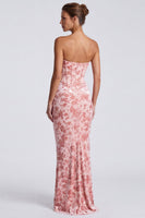 Load image into Gallery viewer, Blue Floral Mermaid Velvet Sweetheart Corset Long Formal Dress