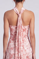 Load image into Gallery viewer, Yellow Floral Printed Halter Sheath Long Formal Dress with Slit