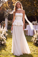 Load image into Gallery viewer, Sparkly White Chiffon Beaded Beach Neck Scarf Long Wedding Guest Dress