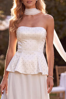 Load image into Gallery viewer, Sparkly White Chiffon Beaded Beach Neck Scarf Long Wedding Guest Dress