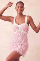 Load image into Gallery viewer, Brown Fringed Tight Thick Straps Short Cocktail Dress with Beading