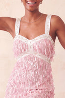 Load image into Gallery viewer, Brown Fringed Tight Thick Straps Short Cocktail Dress with Beading