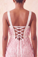 Load image into Gallery viewer, Brown Fringed Tight Thick Straps Short Cocktail Dress with Beading