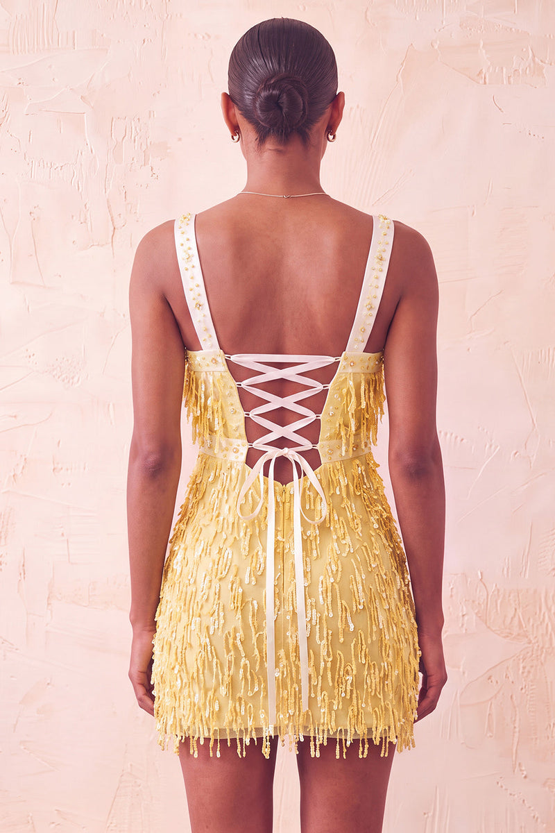 Load image into Gallery viewer, Brown Fringed Tight Thick Straps Short Cocktail Dress with Beading