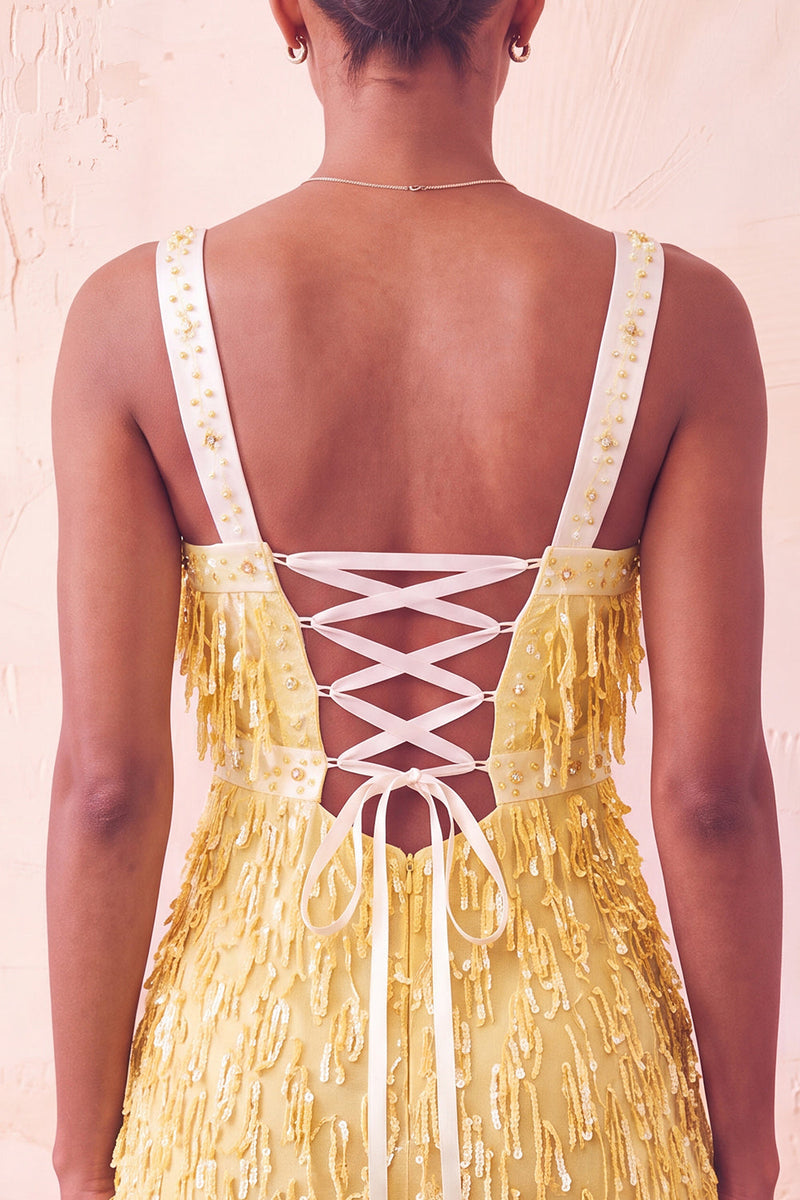 Load image into Gallery viewer, Brown Fringed Tight Thick Straps Short Cocktail Dress with Beading